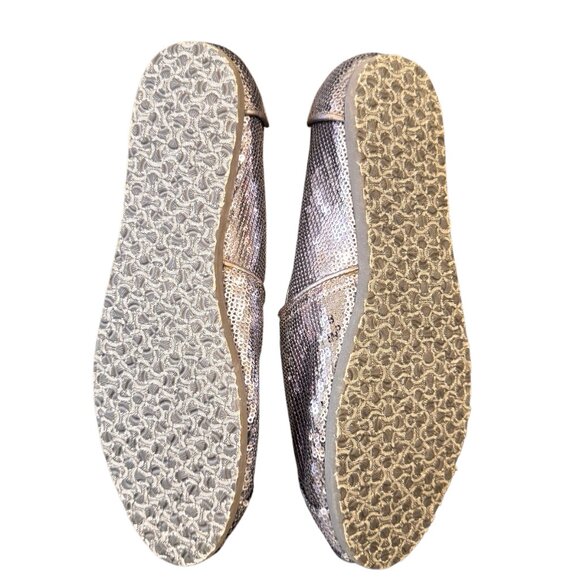 TOMS Pewter Sequin Classics Flats Womens Size 8 Slip ons - Picture 6 of 6